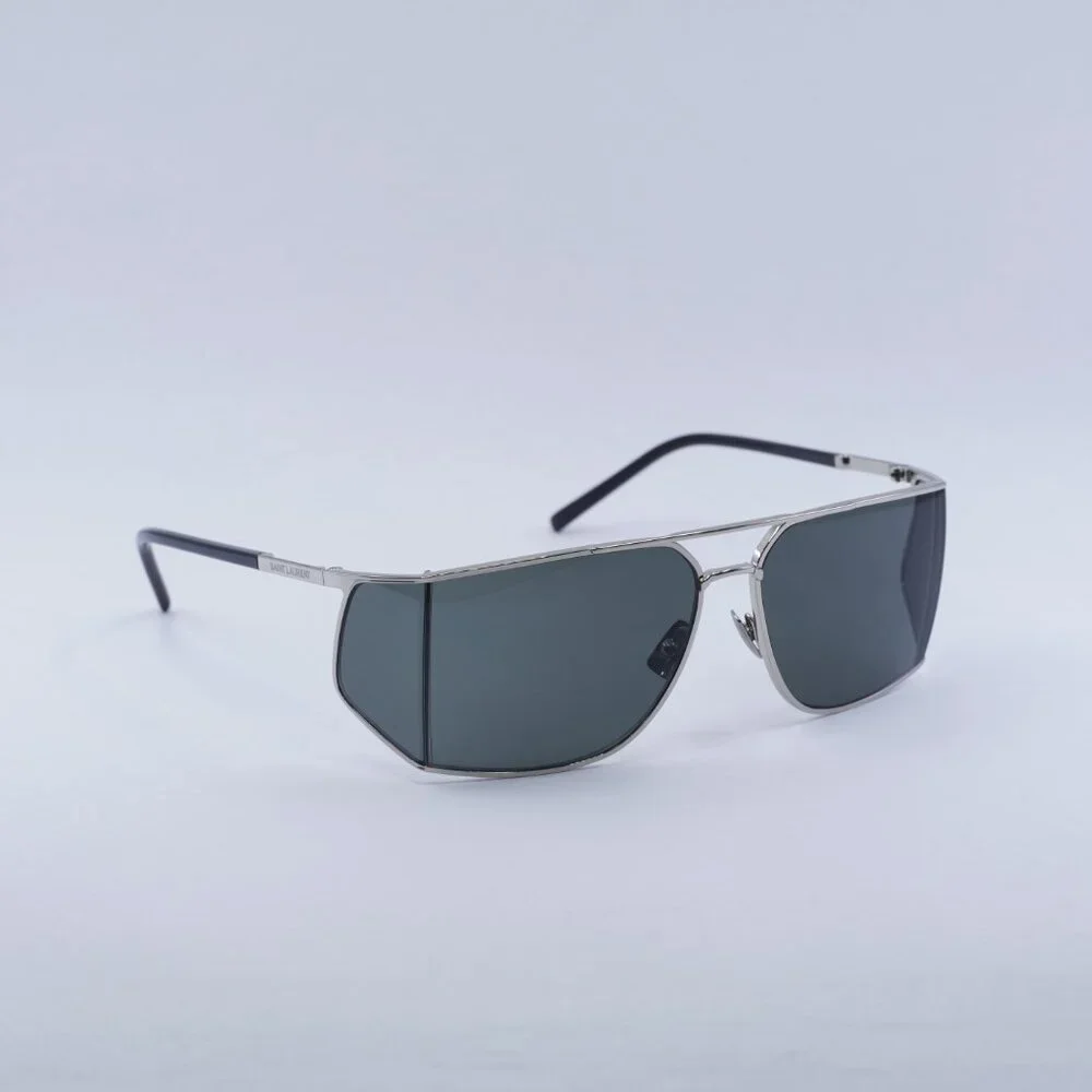 🕶️ New Saint Laurent SL750 002 Sunglasses - Silver Frame, Grey Frame - Picture 9 of 11